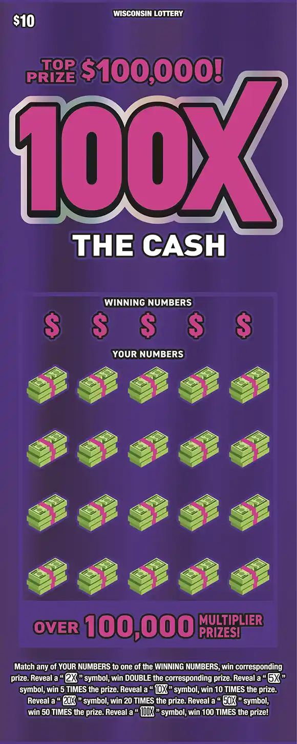 Wisconsin Lottery 100X THE CASH Scratch-Off Game
