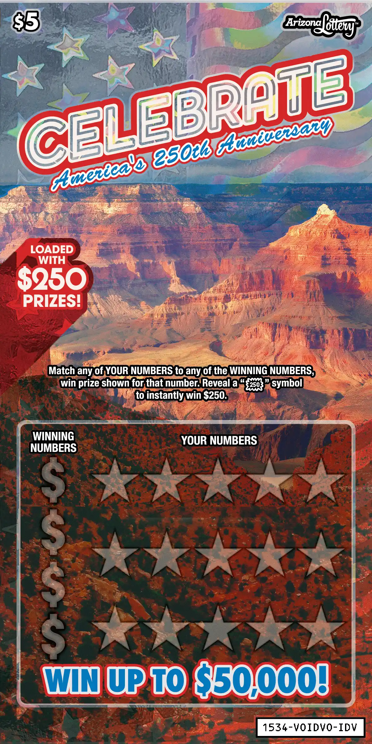 Arizona Lottery Celebrate Scratcher Ticket