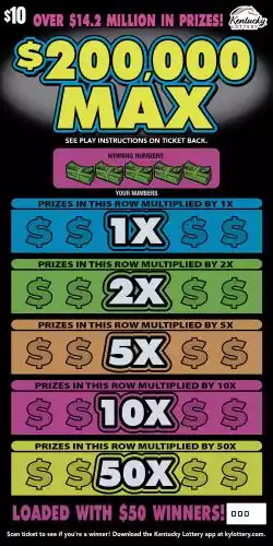 Kentucky Lottery $200,000 Max Scratch-Off Game