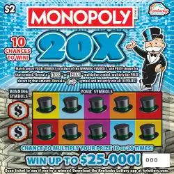 Kentucky Lottery Monopoly® 20X Scratch-Off Game