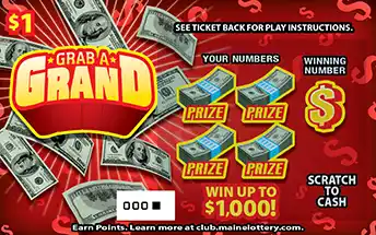 Maine Lottery GRAB A GRAND Scratch-Off Game