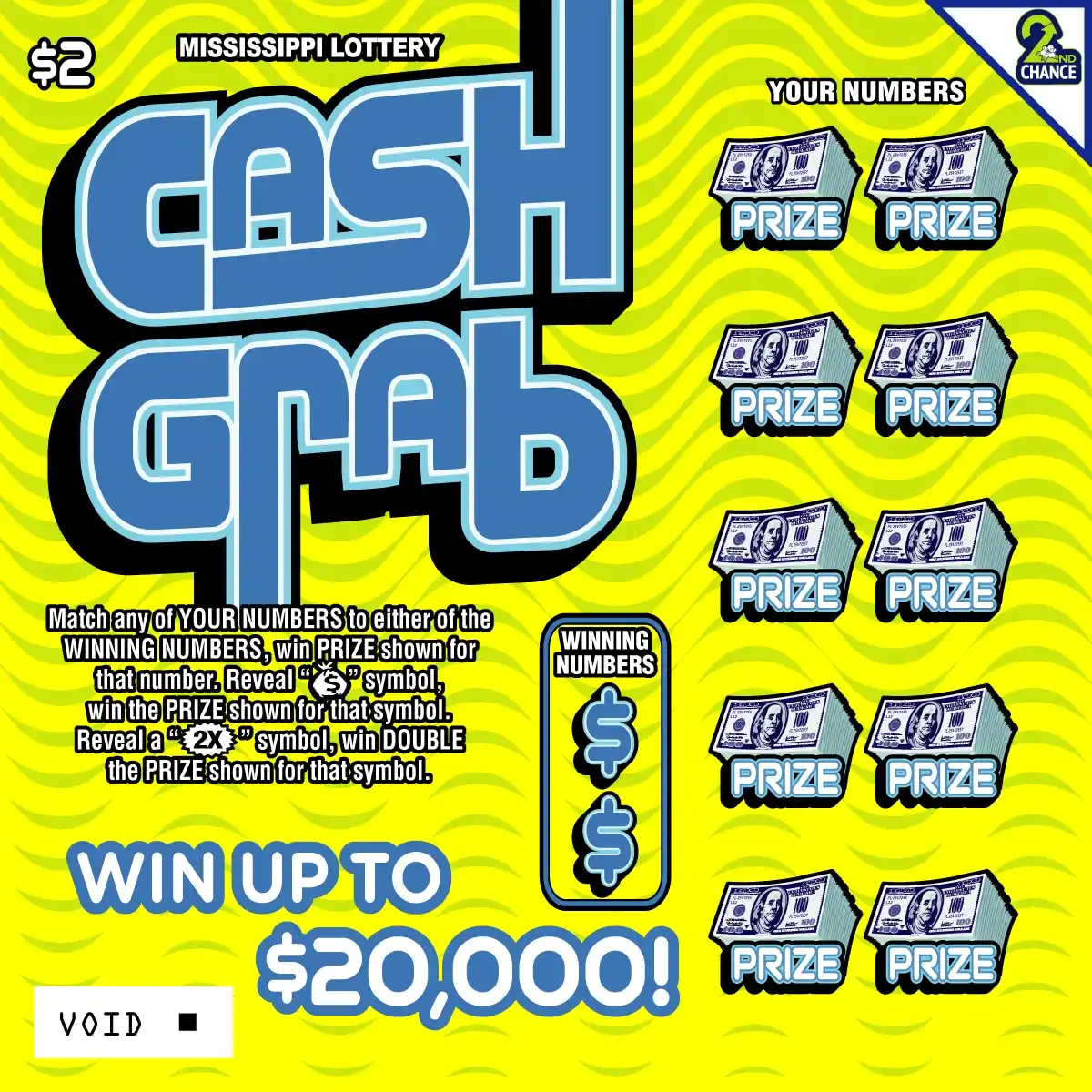 Mississippi Lottery Cash Grab Scratch-Off Ticket