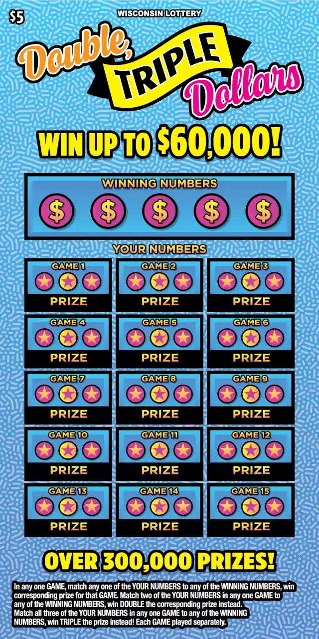 Wisconsin Lottery DOUBLE TRIPLE DOLLARS Scratch-Off Game