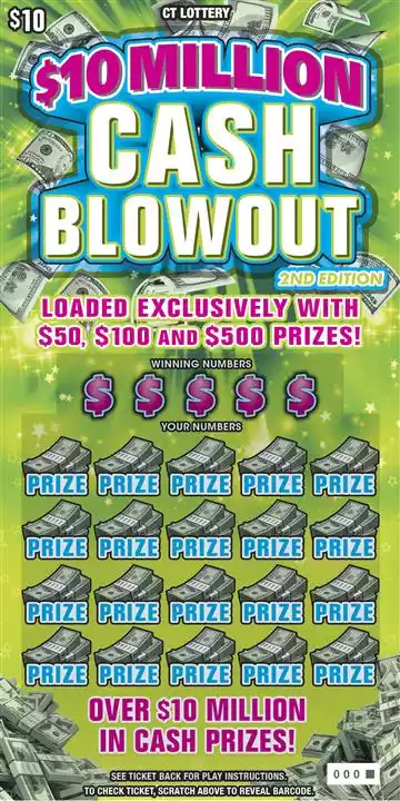 Connecticut Lottery $10 Million Cash Blowout 2nd Edition Scratch-Off Ticket