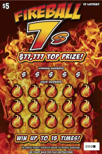 Connecticut Lottery Fireball 7s Scratch-Off Ticket