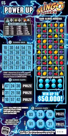 Idaho Lottery Power Up Slingo Scratch-Off Ticket