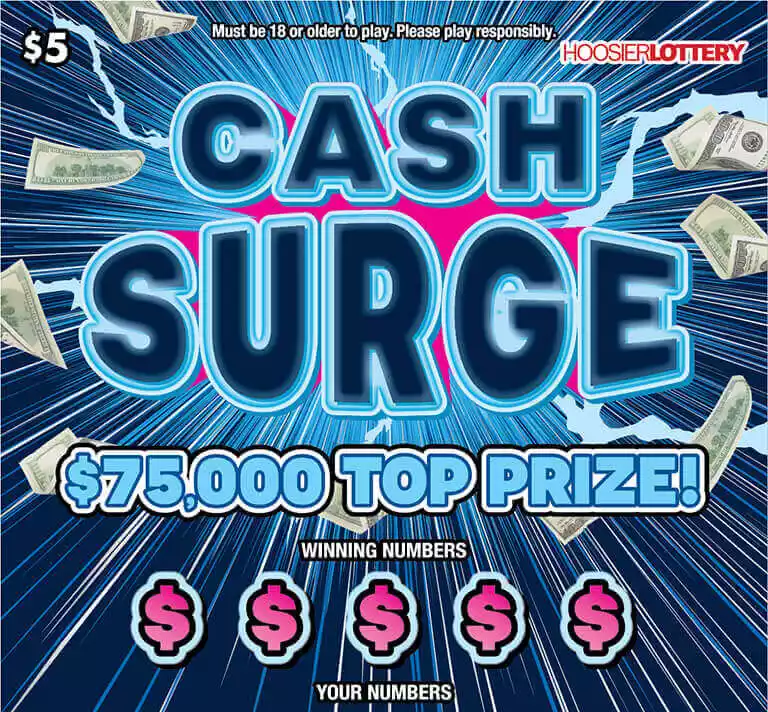 Hoosier Lottery CASH SURGE Scratch-Off Game