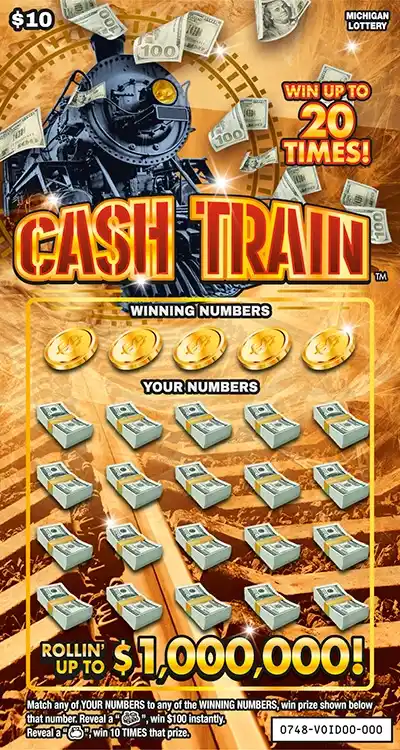 Michigan Lottery Cash Train Scratch-Off Ticket