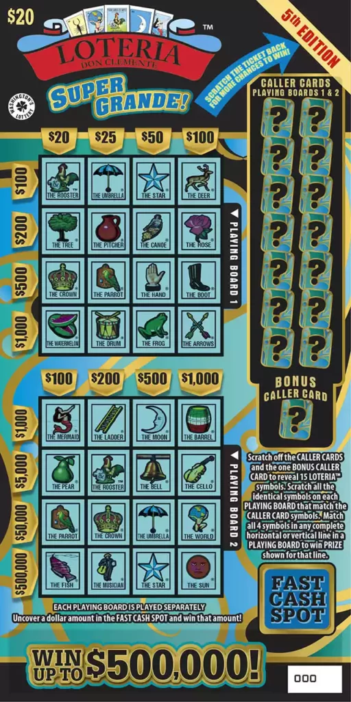 Washington Lottery LOTERIA SUPER GRANDE 5TH EDIT Scratch-Off Game