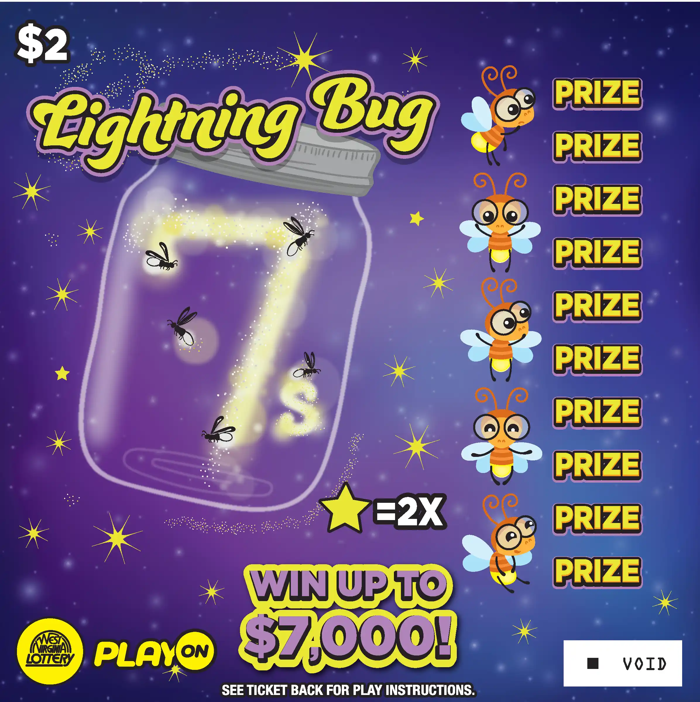 West Virginia Lottery Lightning Bug Scratch-Off Game
