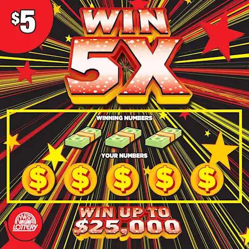 West Virginia Lottery WIN 5X Scratch-Off Game