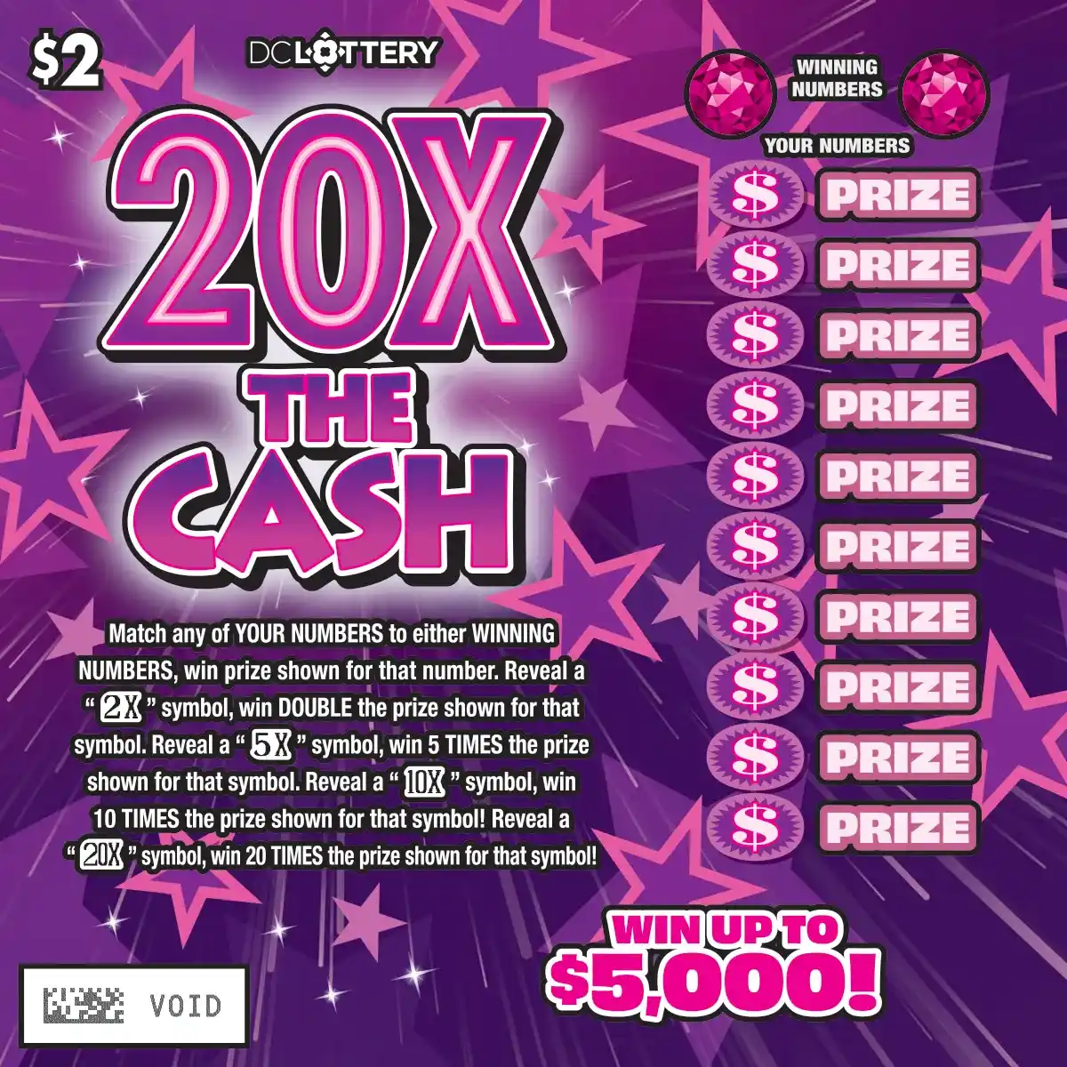 District of Columbia Lottery 20X The Cash Scratcher Game