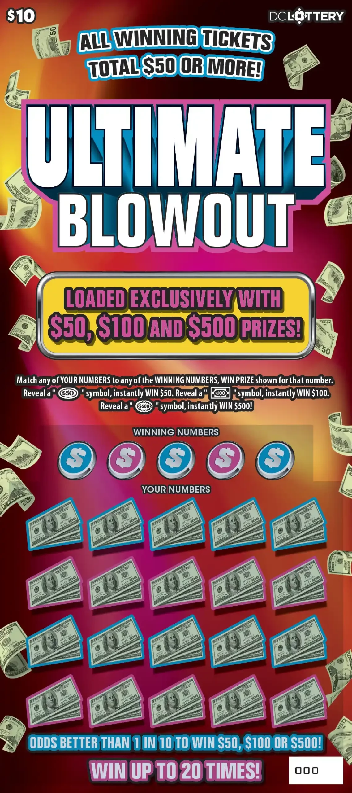 District of Columbia Lottery Ultimate Blowout Scratcher Game