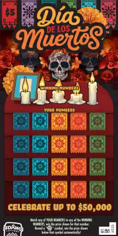 Idaho Lottery Dia De Los Muertos Scratch-Off Ticket