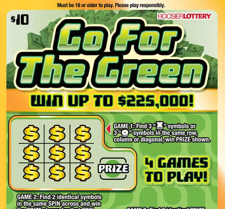 Hoosier Lottery GO FOR THE GREEN Scratch-Off Game