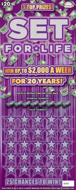 Kentucky Lottery $20 Set For Life Scratch-Off Game
