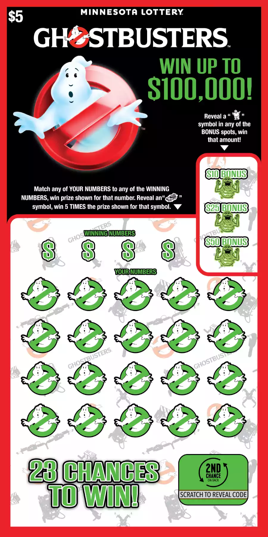 Minnesota Lottery Ghostbusters Scratch-Off Game