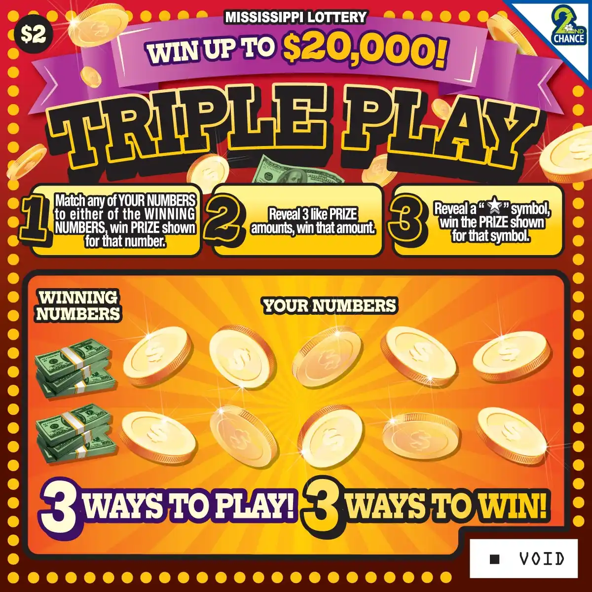 Mississippi Lottery Triple Play Scratch-Off Ticket