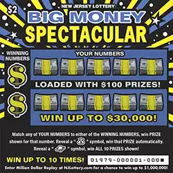 New Jersey Lottery Big Money Spectacular Scratch-Off Ticket