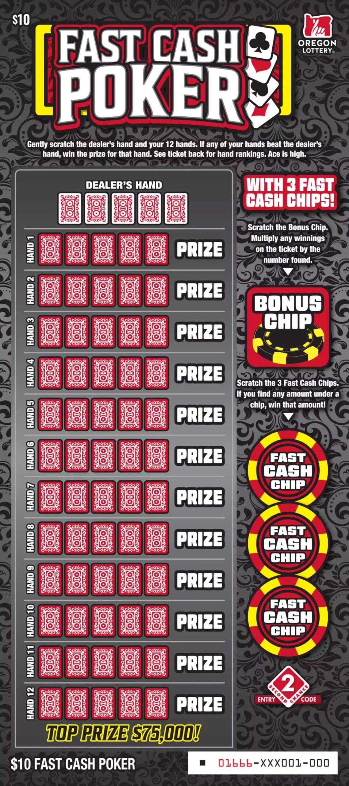 Oregon Lottery Fast Cash Poker Scratcher Ticket