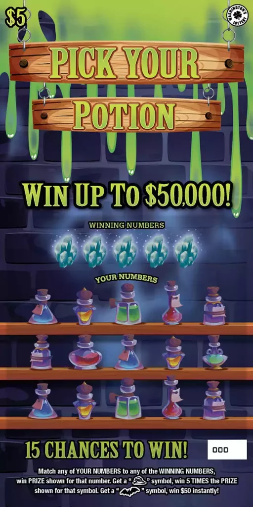 Washington Lottery PICK YOUR POTION Scratch-Off Game