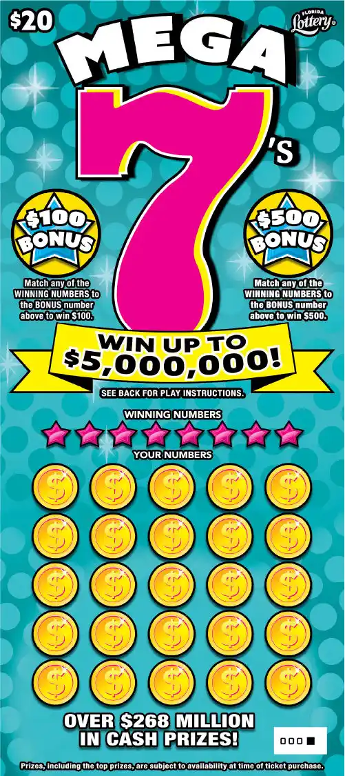 Florida Lottery MEGA 7’s Scratch-Off Ticket