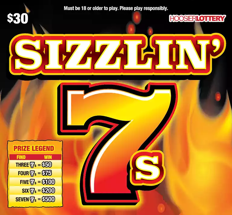 Hoosier Lottery SIZZLIN' 7s Scratch-Off Game