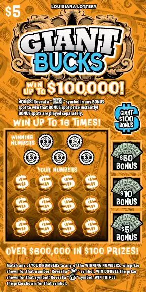 Louisiana Lottery Giant Bucks Scratch-Off Ticket