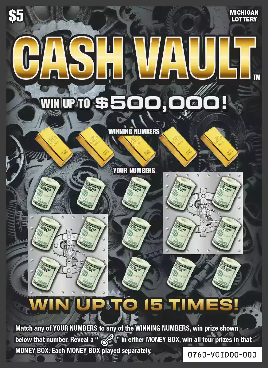 Michigan Lottery Cash Vault Scratch-Off Ticket