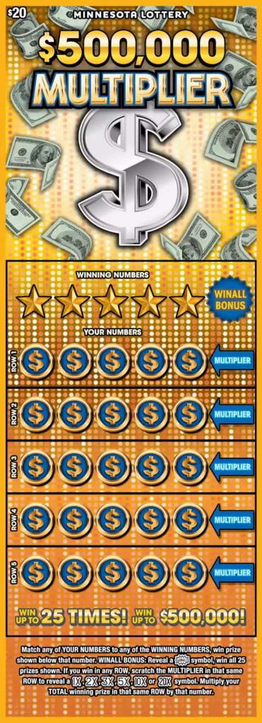 Minnesota Lottery $500,000 Multiplier Scratch-Off Game