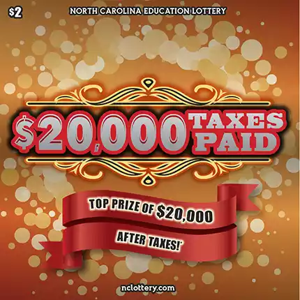 North Carolina Lottery $20,000 Taxes Paid Scratch-Off Ticket