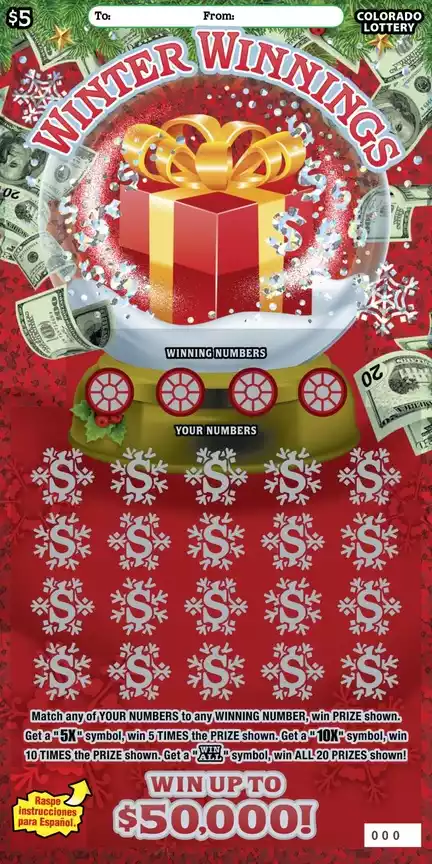 Colorado Lottery WINTER WINNINGS Scratch-Off Game
