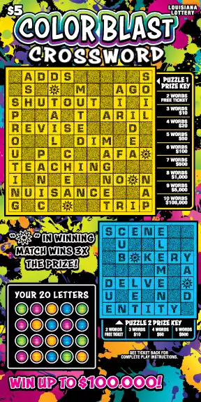 Louisiana Lottery Color Blast Crossword Scratch-Off Ticket