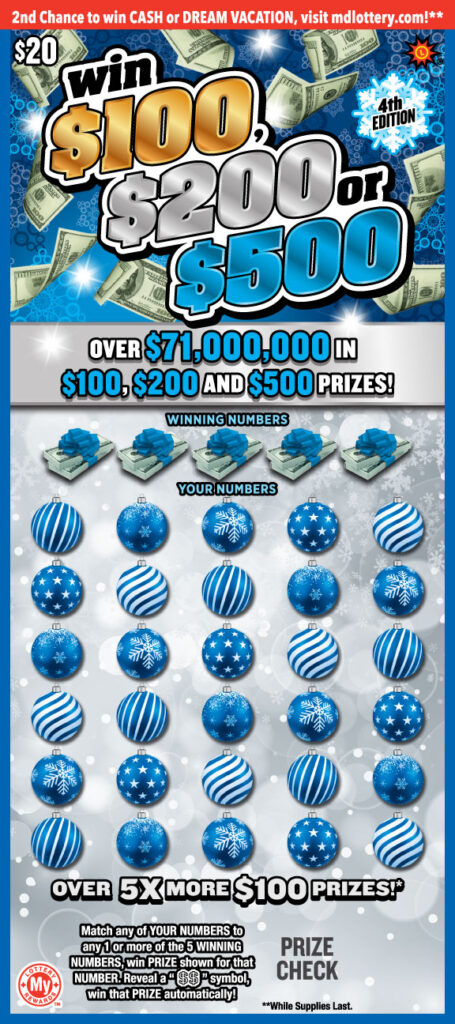 Maryland Lottery Win $100, $200 or $500 Scratch-Off Ticket
