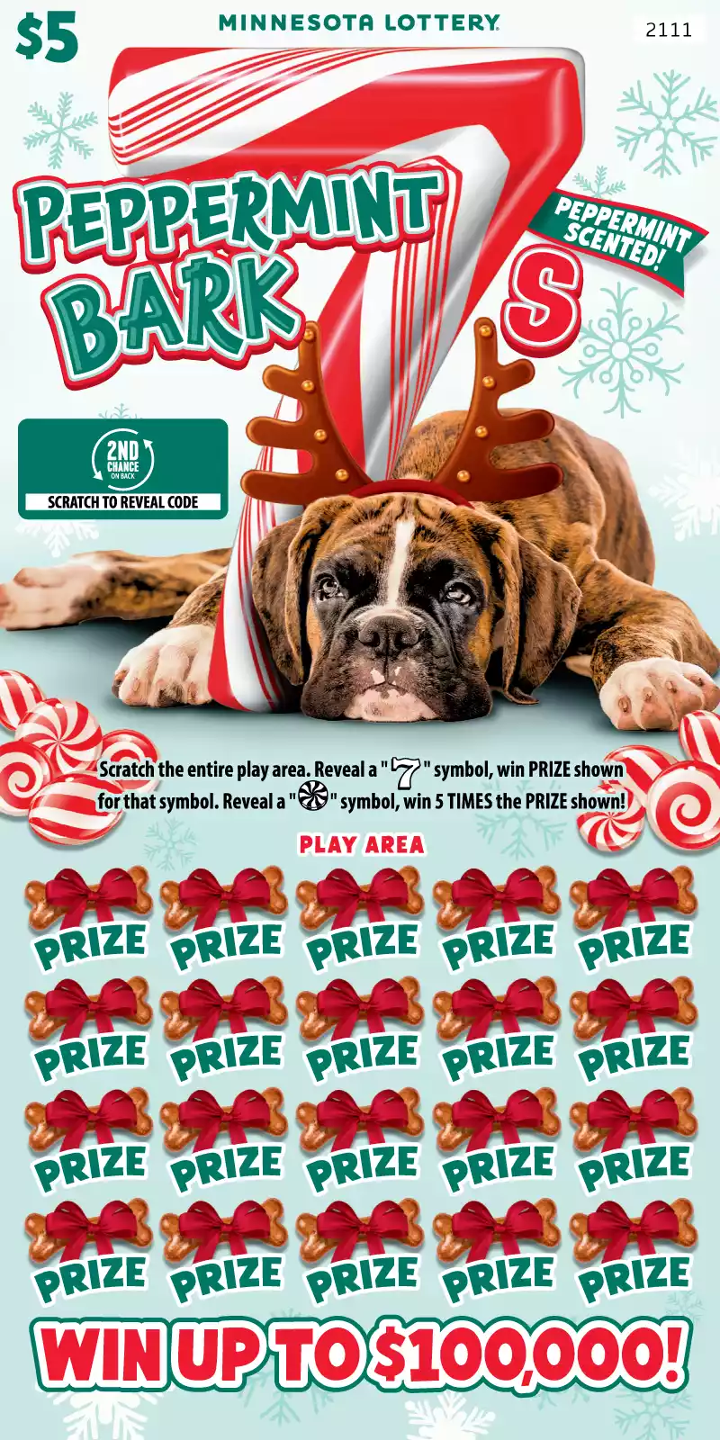 Minnesota Lottery Peppermint Bark 7s Scratch-Off Game