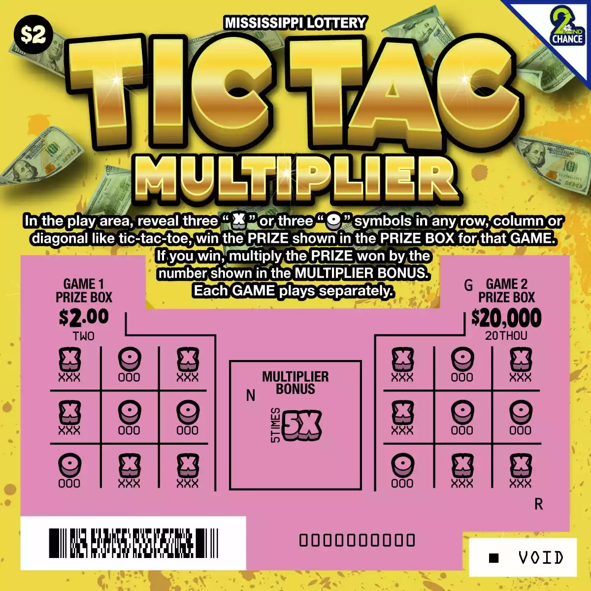 Mississippi Lottery Tic Tac Multiplier Scratch-Off Ticket